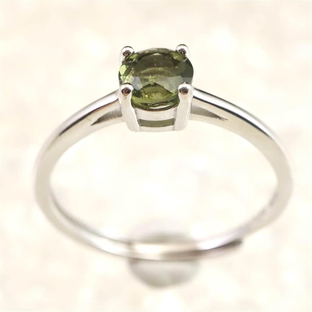 モルダバイト 5mmラウンドカット リング フリーサイズ type.C #32658