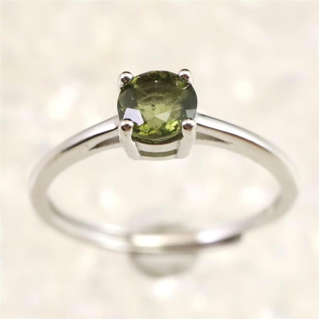 モルダバイト 5mmラウンドカット リング フリーサイズ type.C #32658 | 2枚目