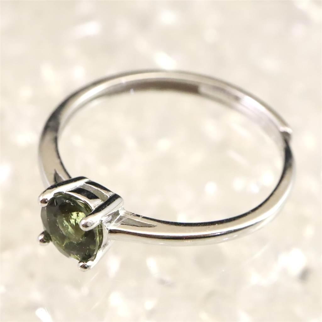 モルダバイト 5mmラウンドカット リング フリーサイズ type.C #32658 | 5枚目