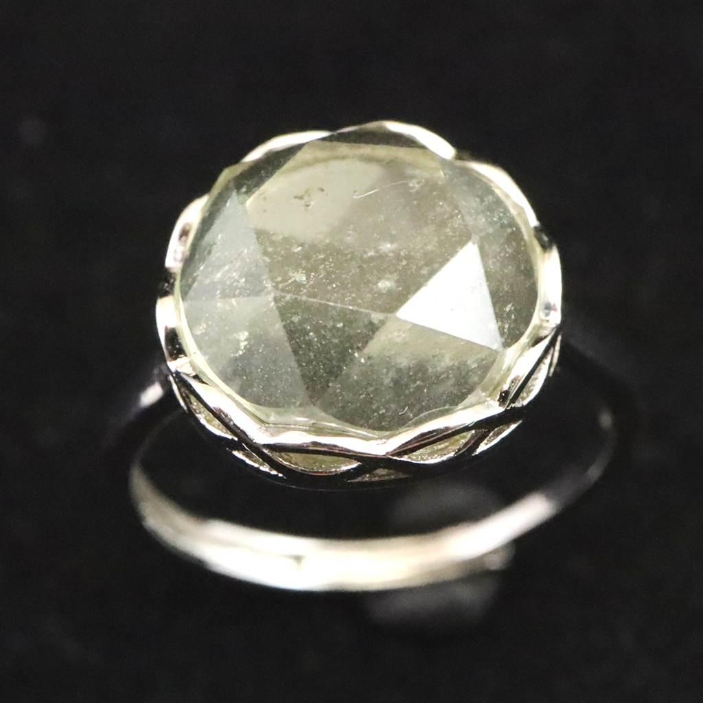 リビアンデザートグラス 11.5mmヘキサゴンカット リング  2.9g  #16528