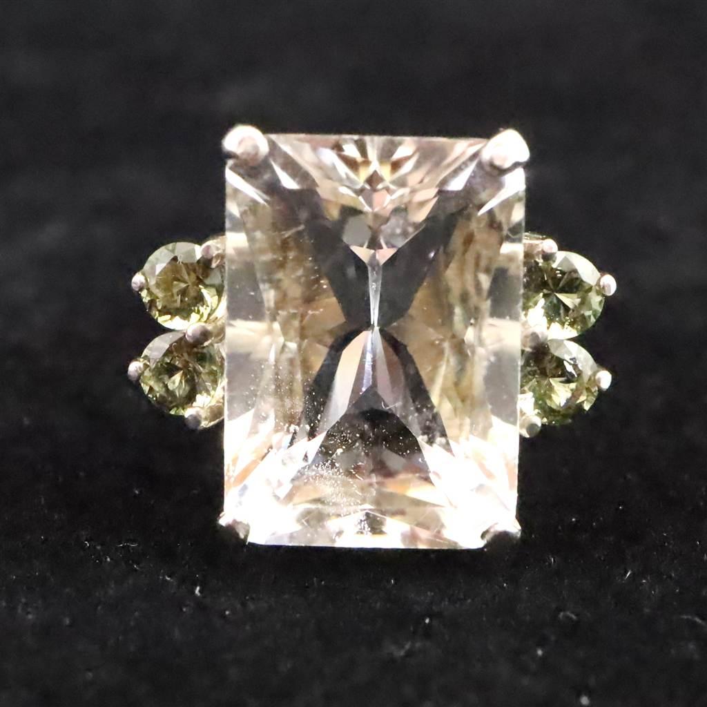 H＆E社 アゼツライト　モルダバイト コンビ リング 10号  現品 3.8g #30573