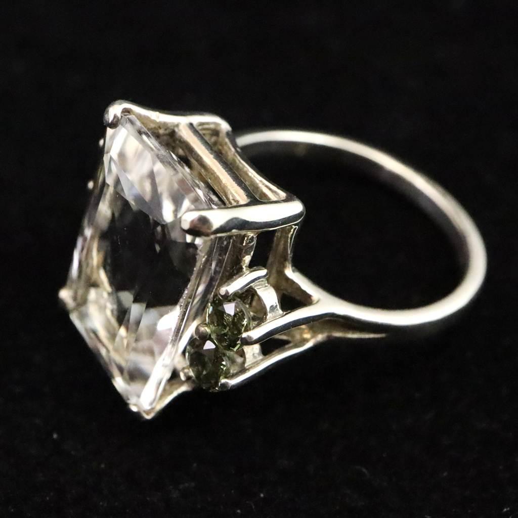 H＆E社 アゼツライト　モルダバイト コンビ リング 10号  現品 3.8g #30573 | 2枚目