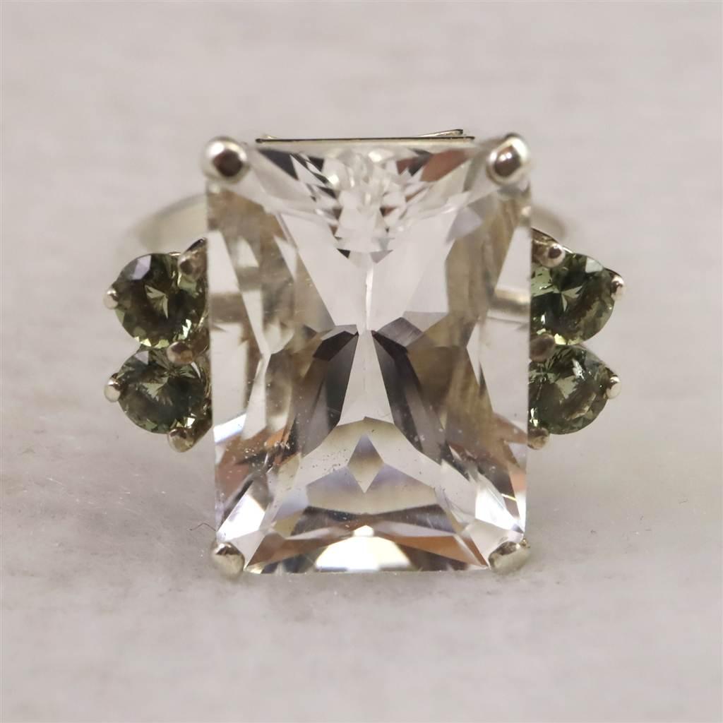 H＆E社 アゼツライト　モルダバイト コンビ リング 10号  現品 3.8g #30573 | 5枚目