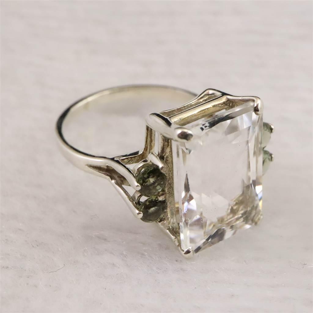 H＆E社 アゼツライト　モルダバイト コンビ リング 10号  現品 3.8g #30573 | 6枚目