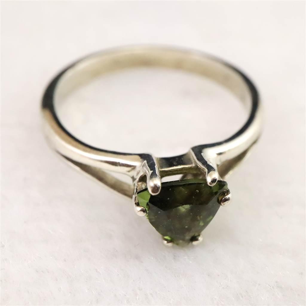 H&E社　モルダバイト 6mmトライアングルカット リング 10号  1.8ｇ 現品 #60573 | 2枚目