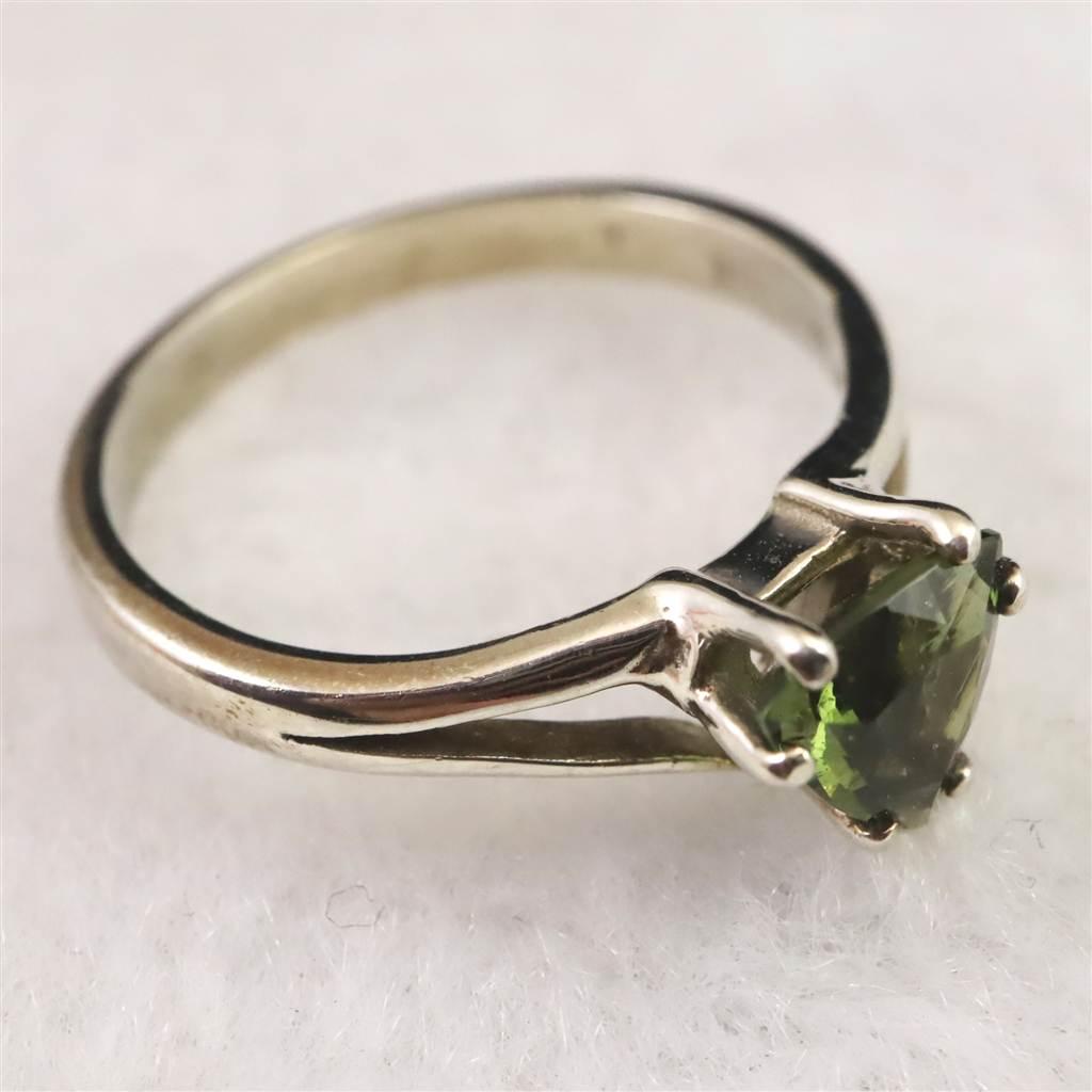 H&E社　モルダバイト 6mmトライアングルカット リング 10号  1.8ｇ 現品 #60573 | 3枚目