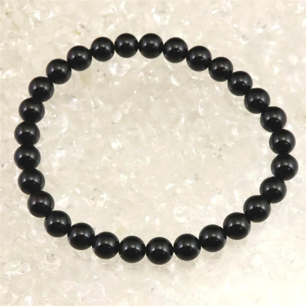 チベット産 天然モリオン水晶 4A  6mm玉 ブレスレット 10.1g #345371枚目の画像