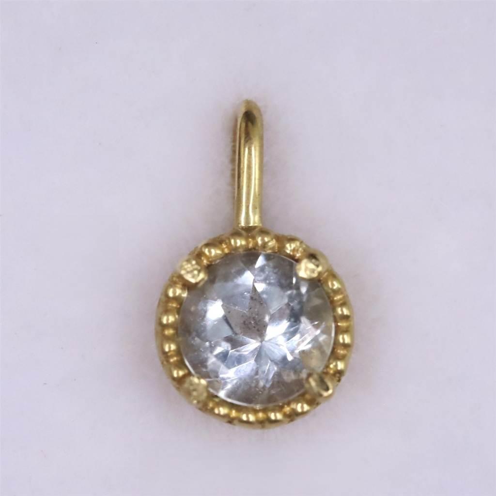 アクアマリン 3mmラウンド ペンダント チャーム K18YG  0.24g #681131枚目の画像