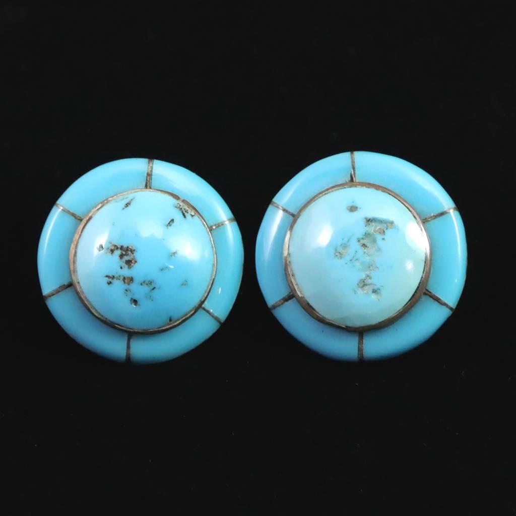 スリーピングビューティー鉱山産ターコイズ 25mmラウンド ピアス 12.73g #333861枚目の画像