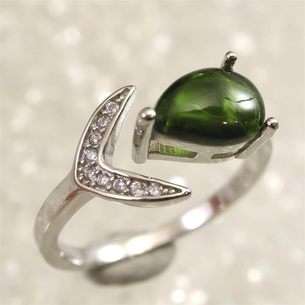 クロムダイオプサイド　9X7mmドロップ 指輪 リング 2.42g #73737 | 3枚目