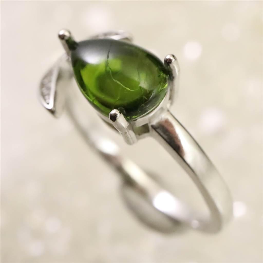 クロムダイオプサイド　9X7mmドロップ 指輪 リング 2.42g #73737 | 4枚目