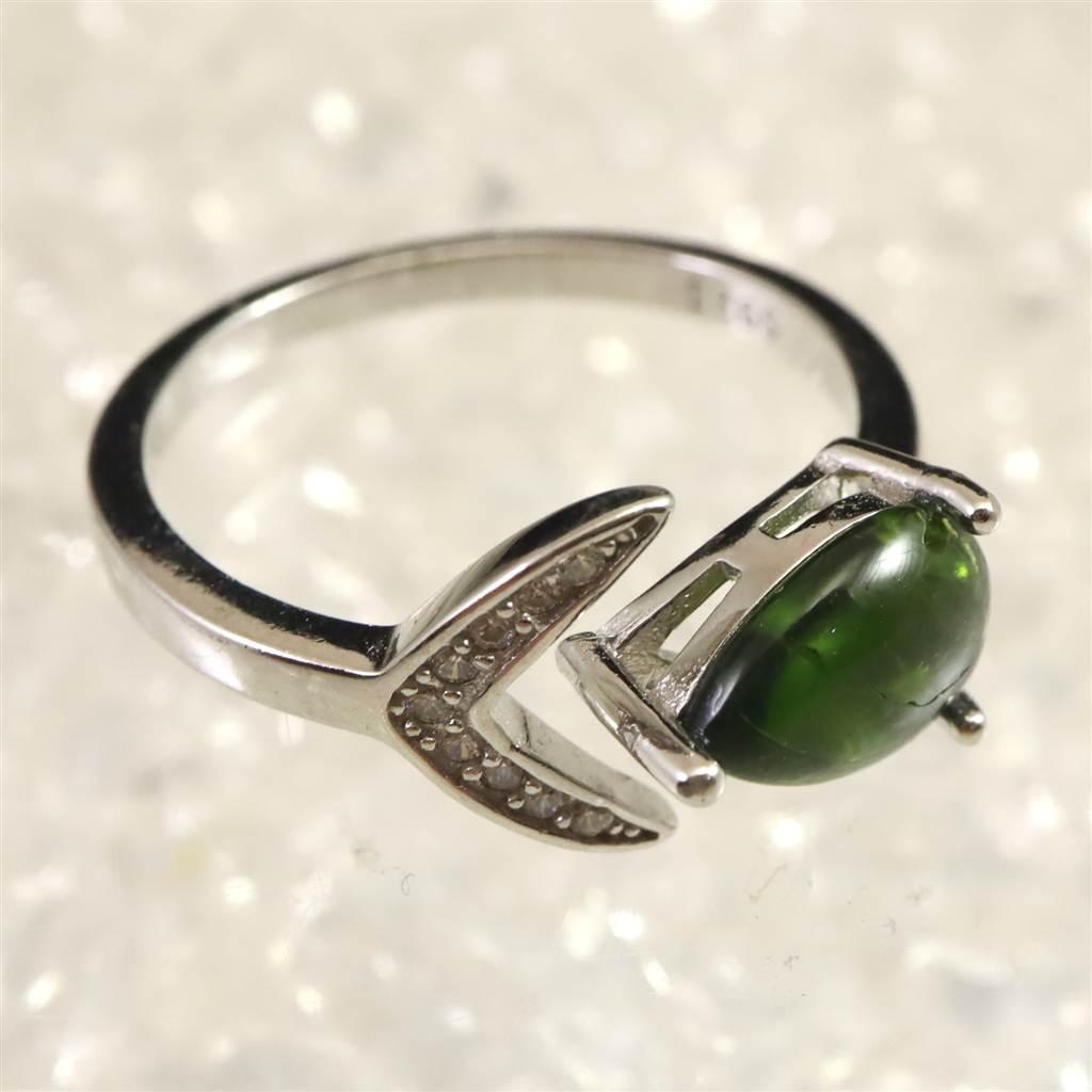 クロムダイオプサイド　9X7mmドロップ 指輪 リング 2.42g #73737 | 5枚目