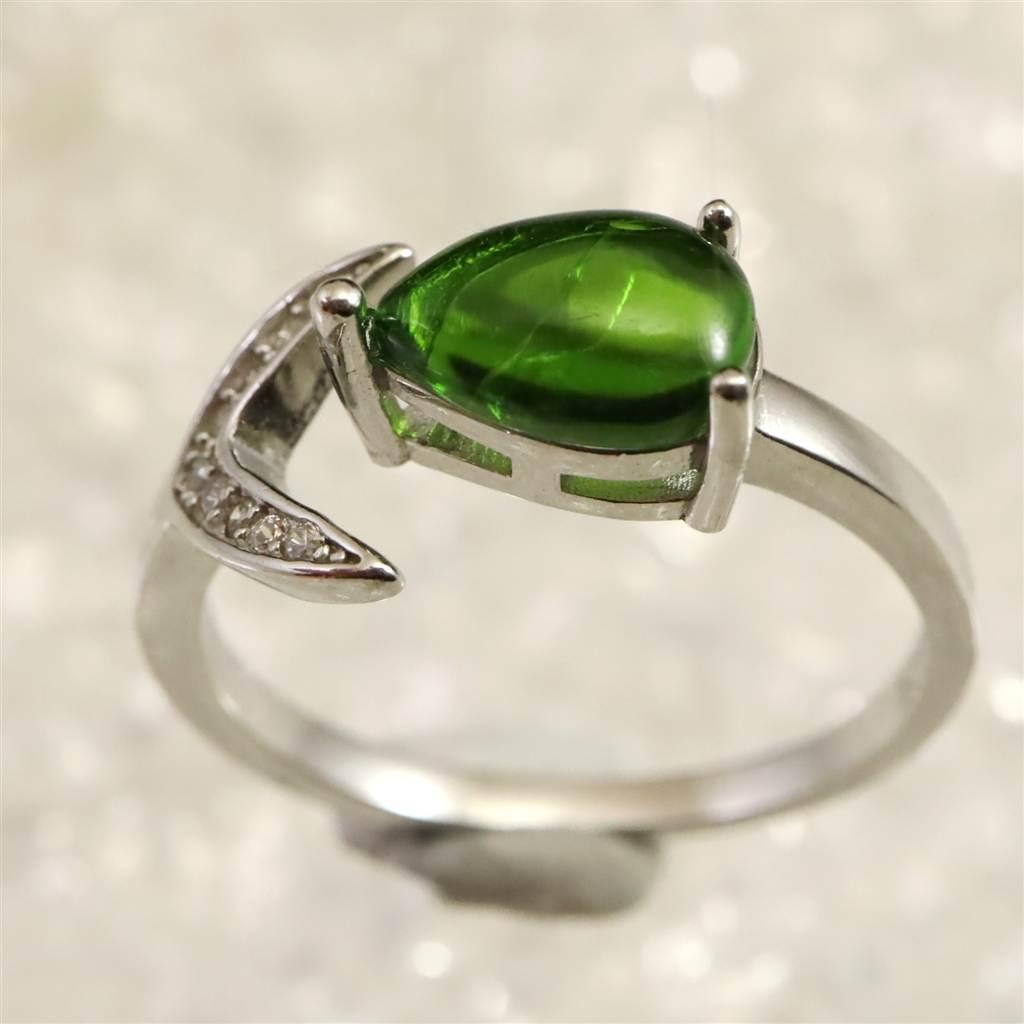 クロムダイオプサイド　9X7mmドロップ 指輪 リング 2.41g #42418