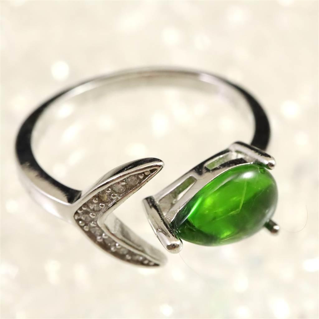 クロムダイオプサイド　9X7mmドロップ 指輪 リング 2.41g #42418 | 4枚目