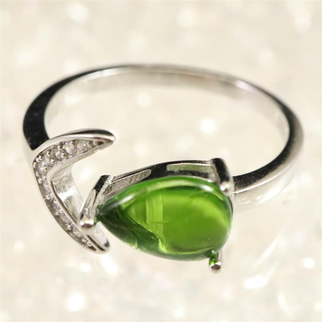 クロムダイオプサイド　9X7mmドロップ 指輪 リング 2.41g #42418 | 5枚目