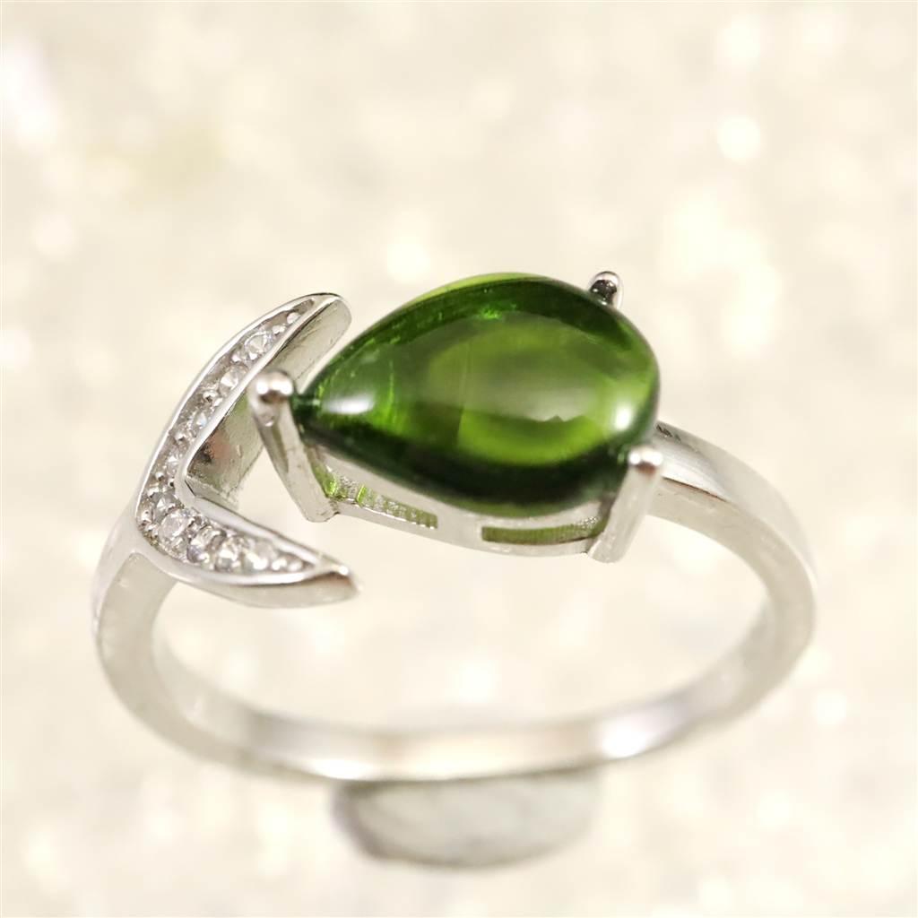 クロムダイオプサイド　9X7mmドロップ 指輪 リング 2.4g #51122 | 2枚目