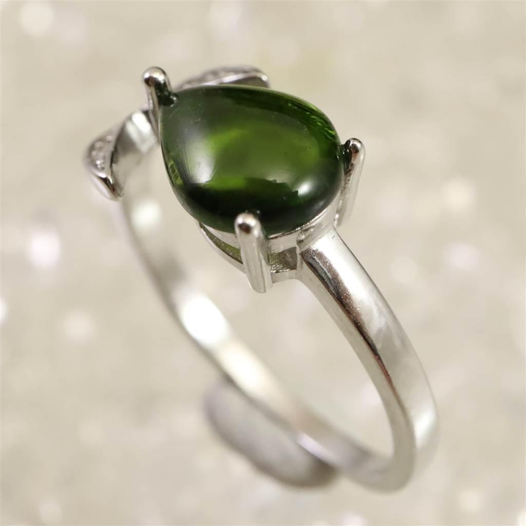 クロムダイオプサイド　9X7mmドロップ 指輪 リング 2.4g #51122 | 4枚目