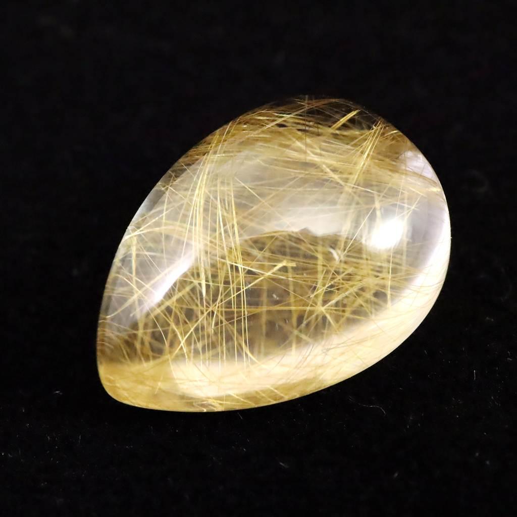 ヒマラヤ マニハール産 ゴールドルチル入り 水晶 ティアドロップ型 ルース 12.8ct #55179 | 5枚目