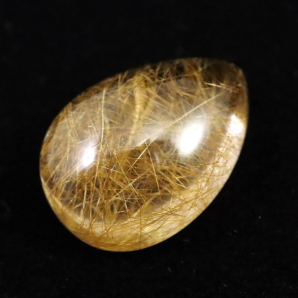 ヒマラヤ マニハール産 ゴールドルチル入り 水晶 ティアドロップ型 ルース 12.1ct #23761 | 3枚目