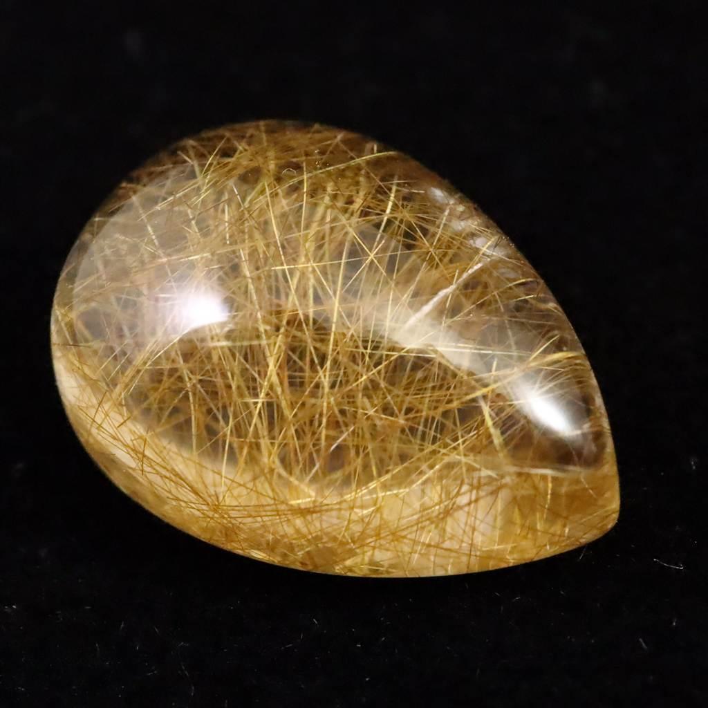 ヒマラヤ マニハール産 ゴールドルチル入り 水晶 ティアドロップ型 ルース 12.1ct #23761 | 4枚目