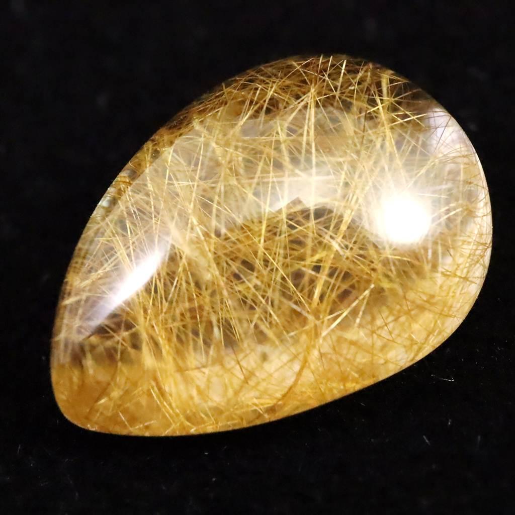 ヒマラヤ マニハール産 ゴールドルチル入り 水晶 ティアドロップ型 ルース 12.1ct #23761 | 5枚目