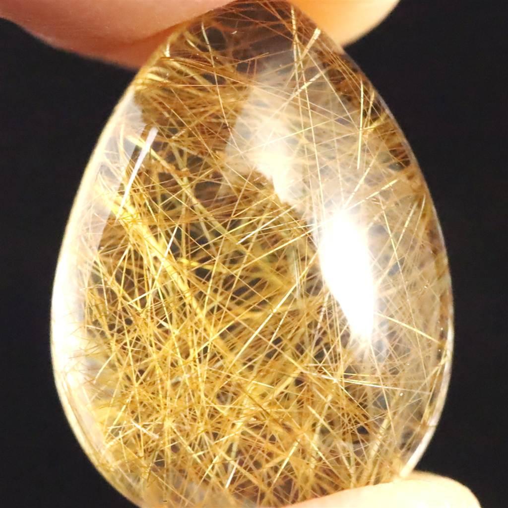 ヒマラヤ マニハール産 ゴールドルチル入り 水晶 ティアドロップ型 ルース 12.1ct #23761 | 6枚目