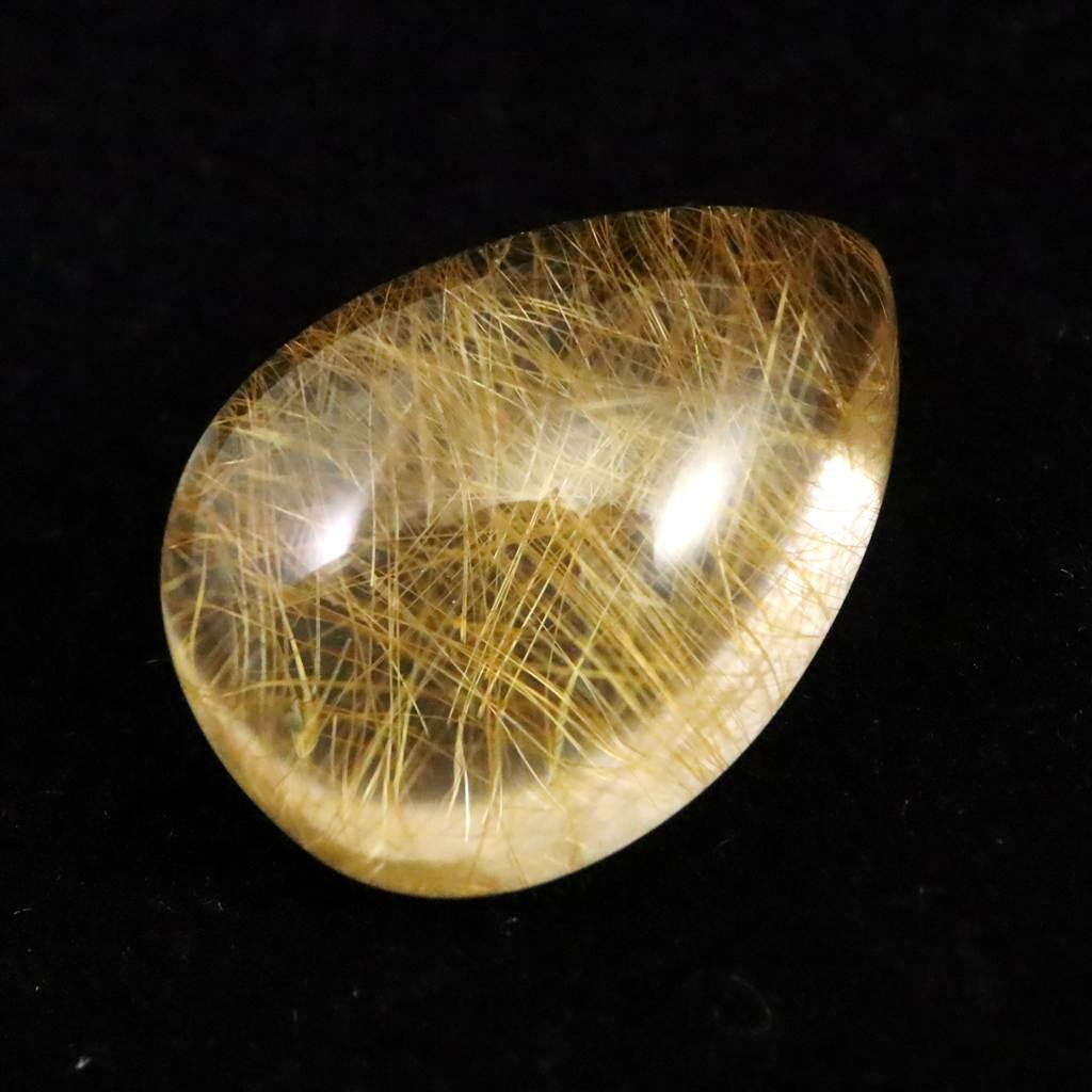 ヒマラヤ マニハール産 ゴールドルチル入り 水晶 ティアドロップ型 ルース 11.7ct #79580 | 3枚目