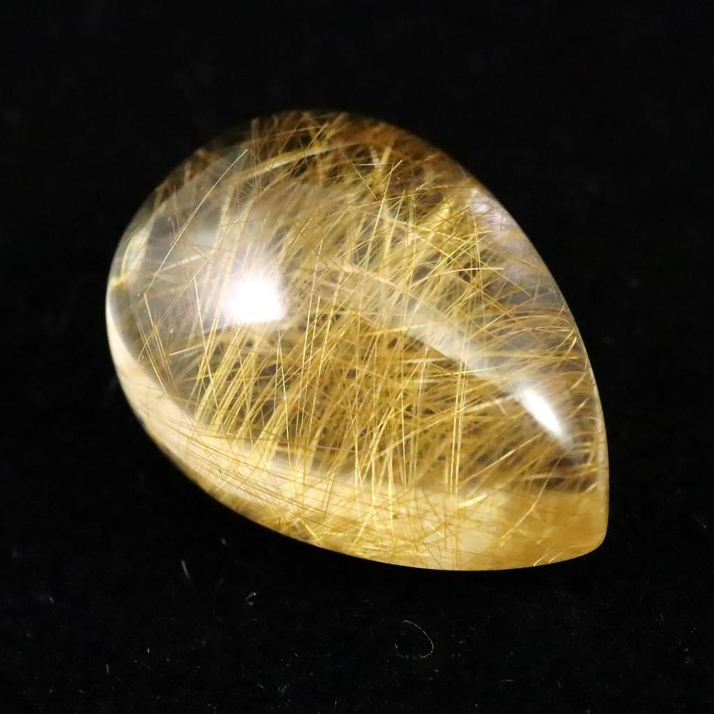 ヒマラヤ マニハール産 ゴールドルチル入り 水晶 ティアドロップ型 ルース 11.7ct #79580 | 4枚目