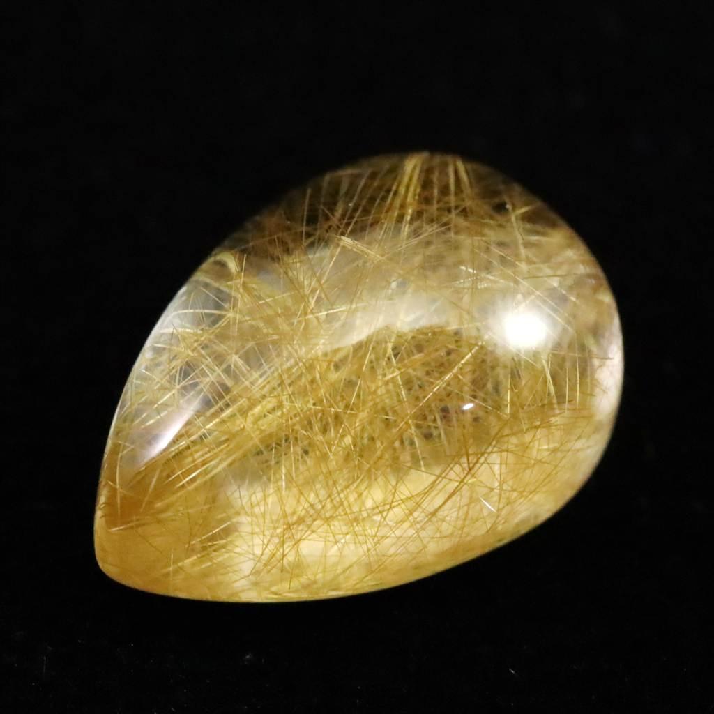 ヒマラヤ マニハール産 ゴールドルチル入り 水晶 ティアドロップ型 ルース 9.8ct #92418 | 3枚目