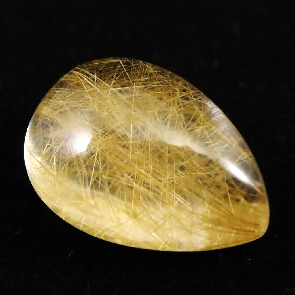 ヒマラヤ マニハール産 ゴールドルチル入り 水晶 ティアドロップ型 ルース 9.8ct #92418 | 4枚目