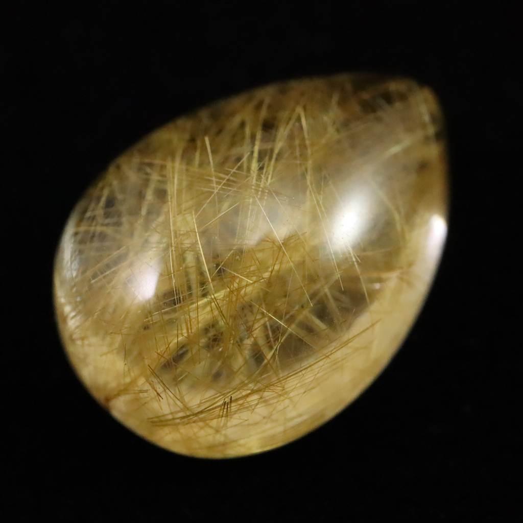 ヒマラヤ マニハール産 ゴールドルチル入り 水晶 ティアドロップ型 ルース 9.8ct #92418 | 5枚目