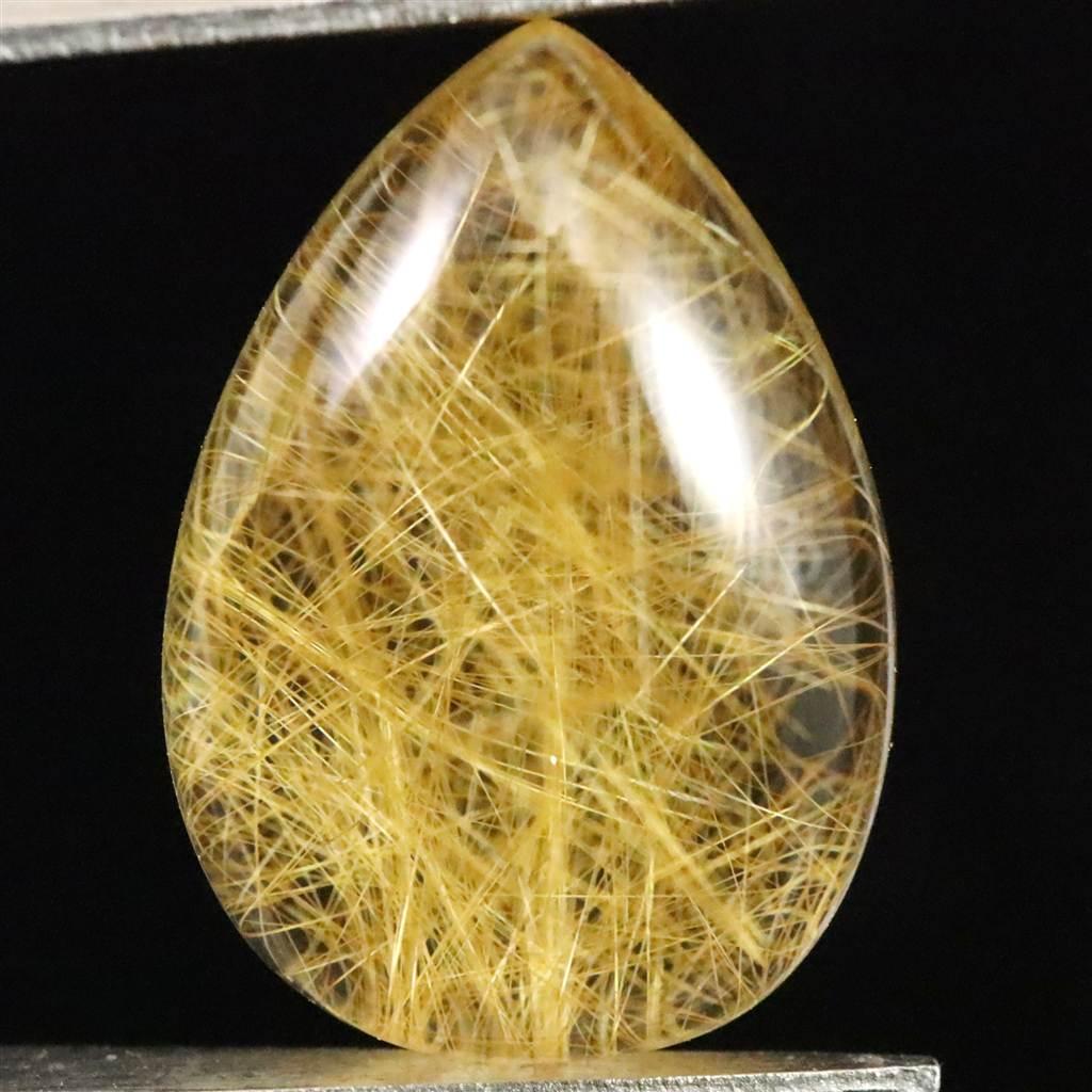 ヒマラヤ マニハール産 ゴールドルチル入り 水晶 ティアドロップ型 ルース 9.8ct #92418 | 6枚目