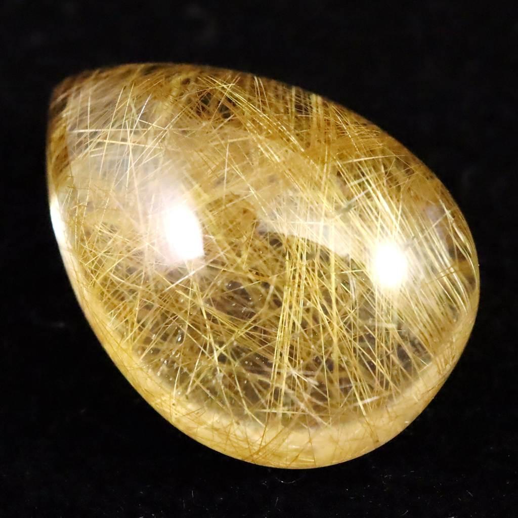 ヒマラヤ マニハール産 ゴールドルチル入り 水晶 ティアドロップ型 ルース 9.3ct #41347 | 6枚目