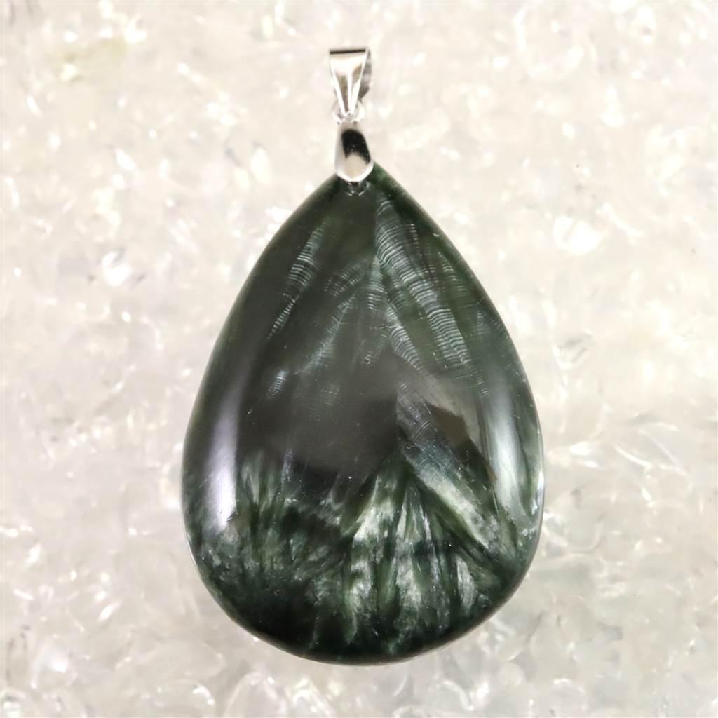 セラフィナイト クリノクロア　38mmドロップ ペンダント 12.5g #98044