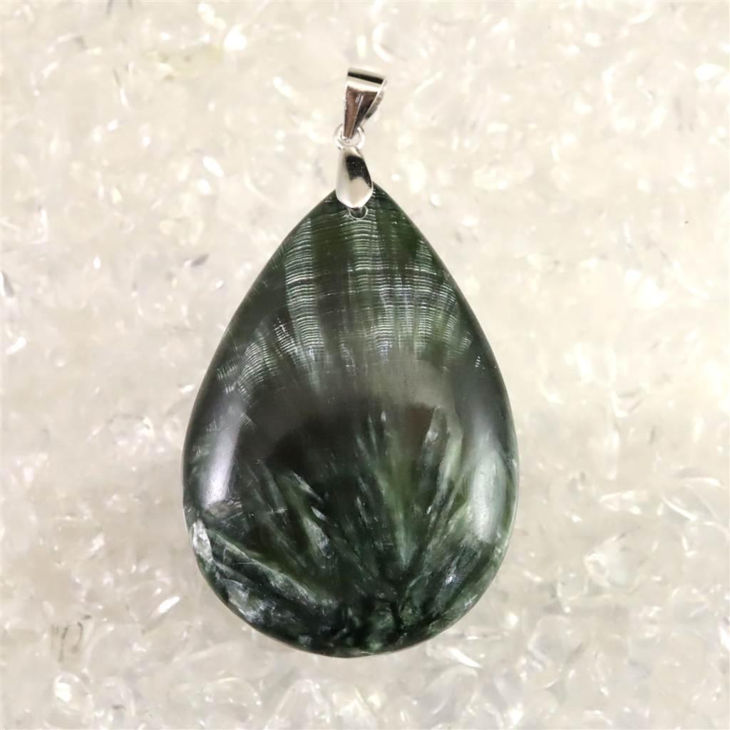 セラフィナイト クリノクロア　38mmドロップ ペンダント 12.0g #34472