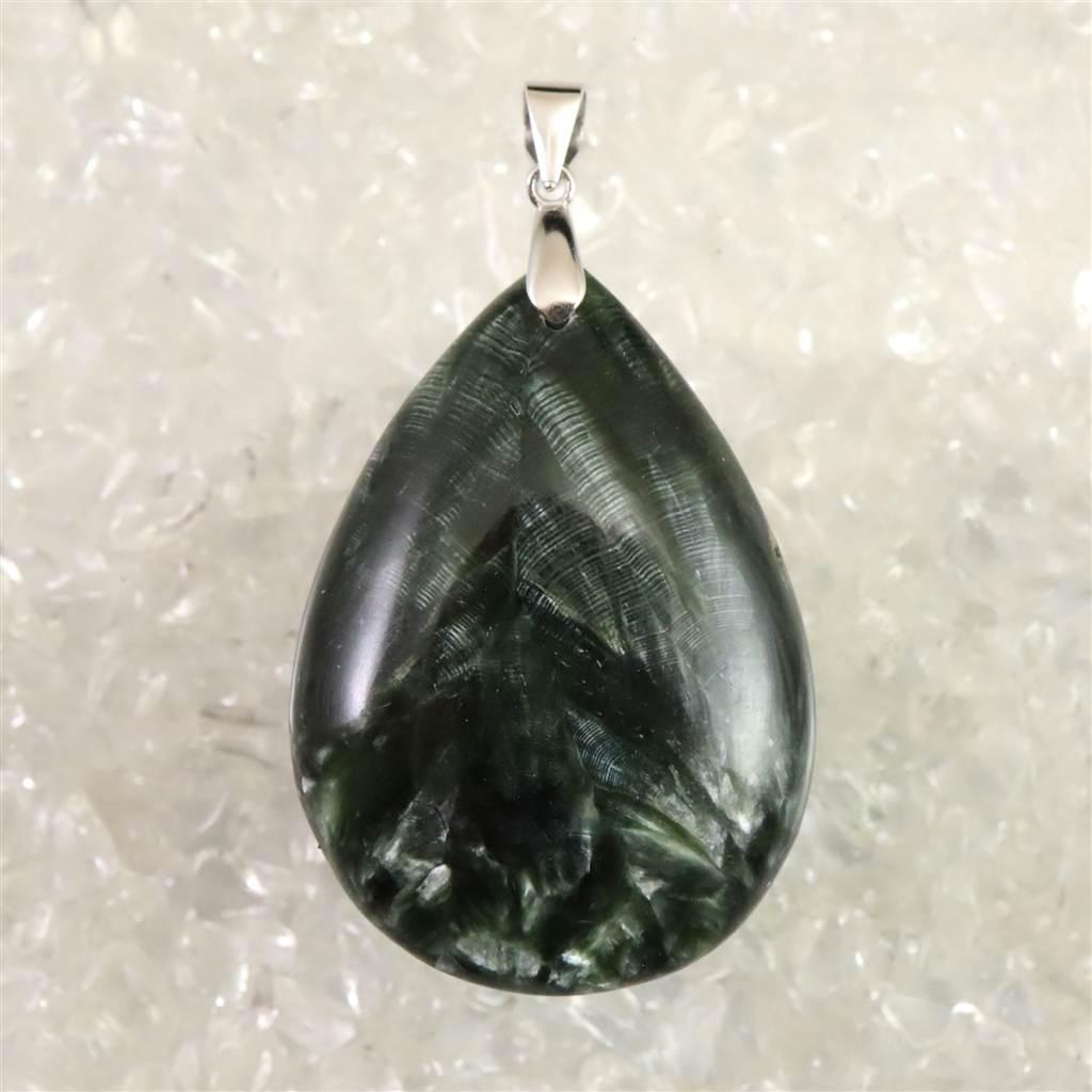 セラフィナイト クリノクロア　38mmドロップ ペンダント 13.0g #94893