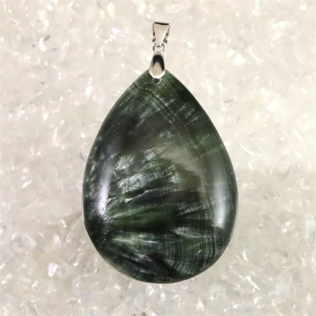 セラフィナイト クリノクロア　40mmドロップ ペンダント 14.5g #81750