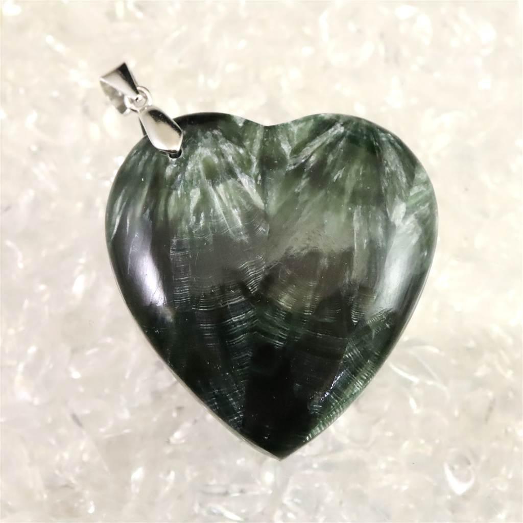 セラフィナイト クリノクロア　31mmハート ペンダント 12.7g #62684