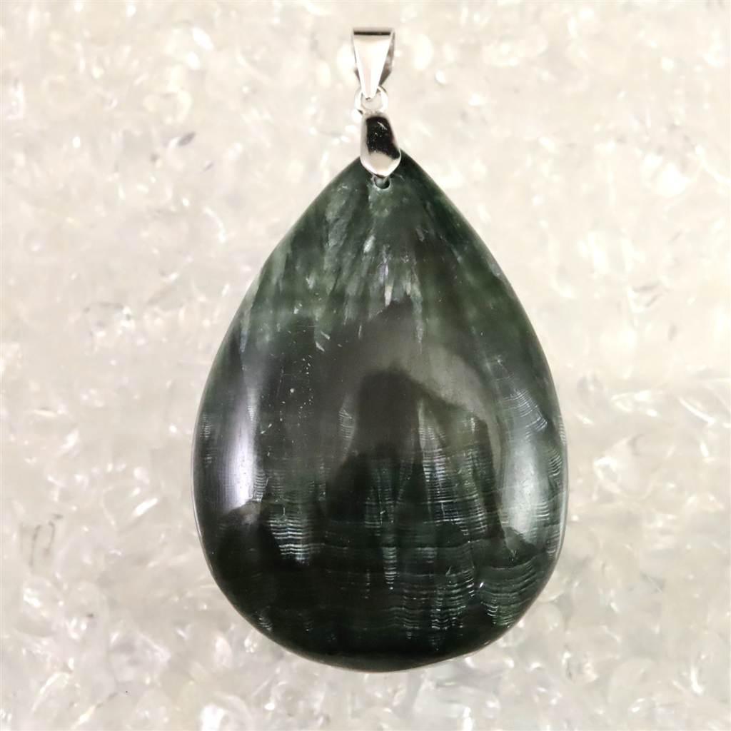 セラフィナイト クリノクロア　39mmドロップ ペンダント 13.9g #63834