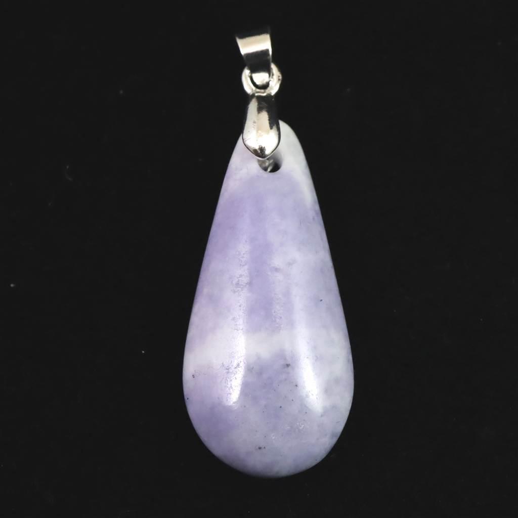 糸魚川翡翠  ヒスイ 小滝産 ラベンダー 33mmドロップ ペンダント ディレクトリカード付 6.48g #21730