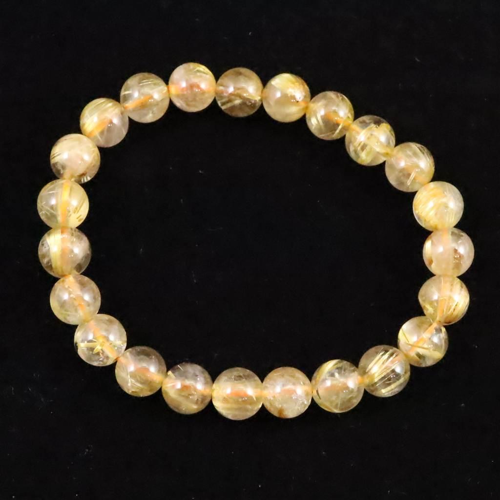 ゴールドタイチンルチルクォーツ 3A 8mmブレスレット 17.1g #31504