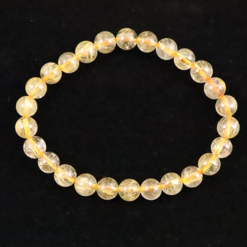 ゴールドタイチンルチルクォーツ 3A 7mmブレスレット 13.2g #14930