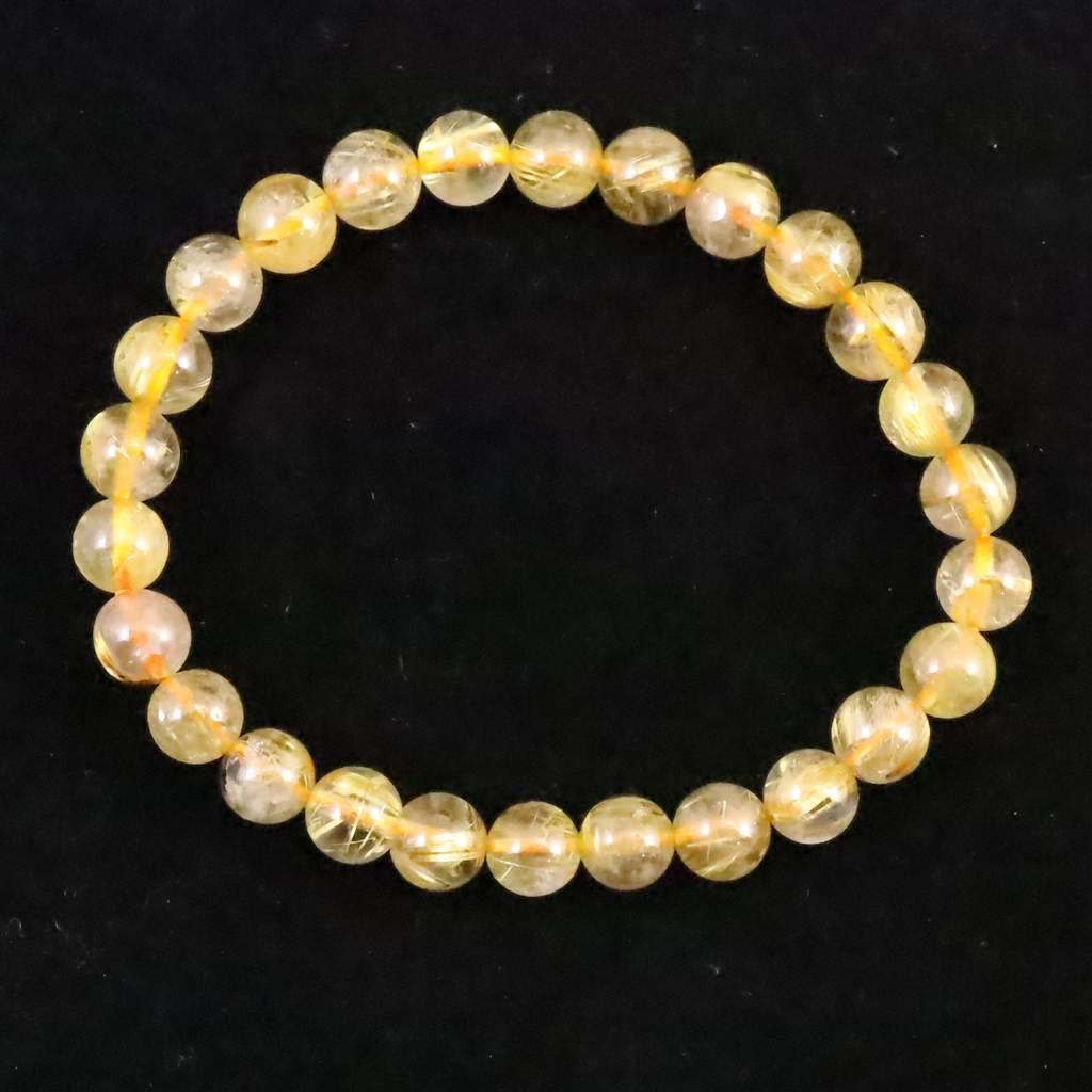 ゴールドタイチンルチルクォーツ 3A 7mmブレスレット 13.1g #55680