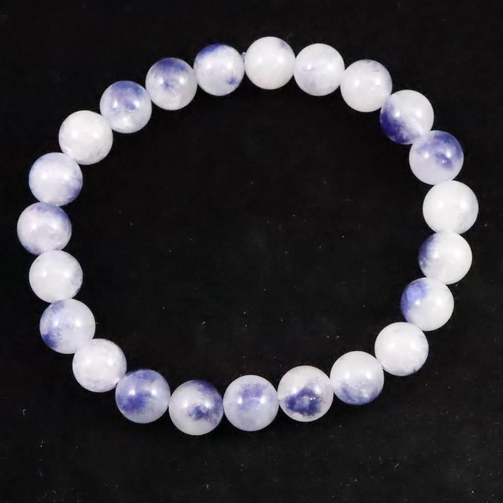 デュモルチェライトインクォーツ 8mm玉　ブレスレット 16.9g #28809