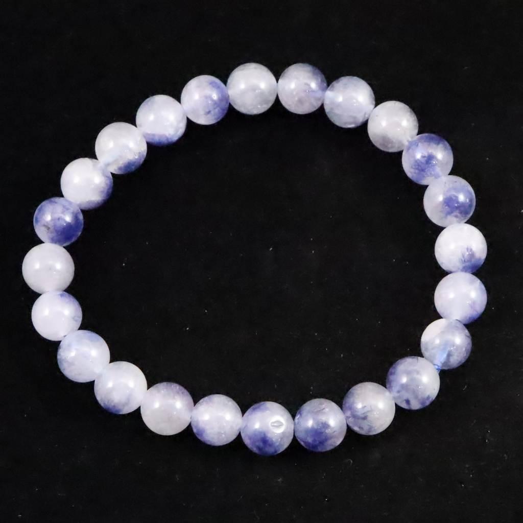 デュモルチェライトインクォーツ 7.5mm玉　ブレスレット 15.1g #88621