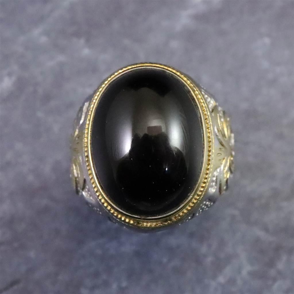 ビリトナイト　インドネシア産テクタイト　18mmオーバル　リング　19号 #452901枚目の画像