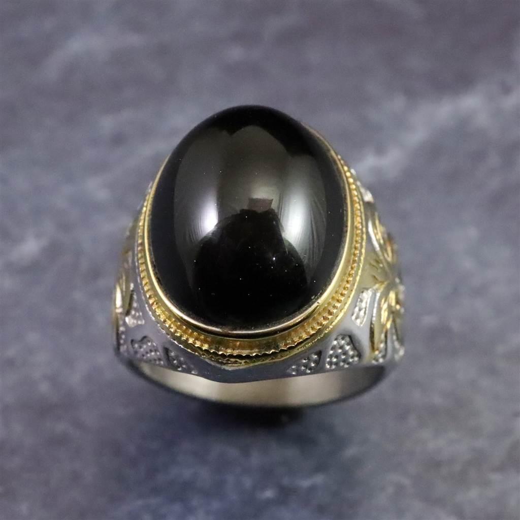 ビリトナイト　インドネシア産テクタイト　18mmオーバル　リング　19号 #45290 | 2枚目