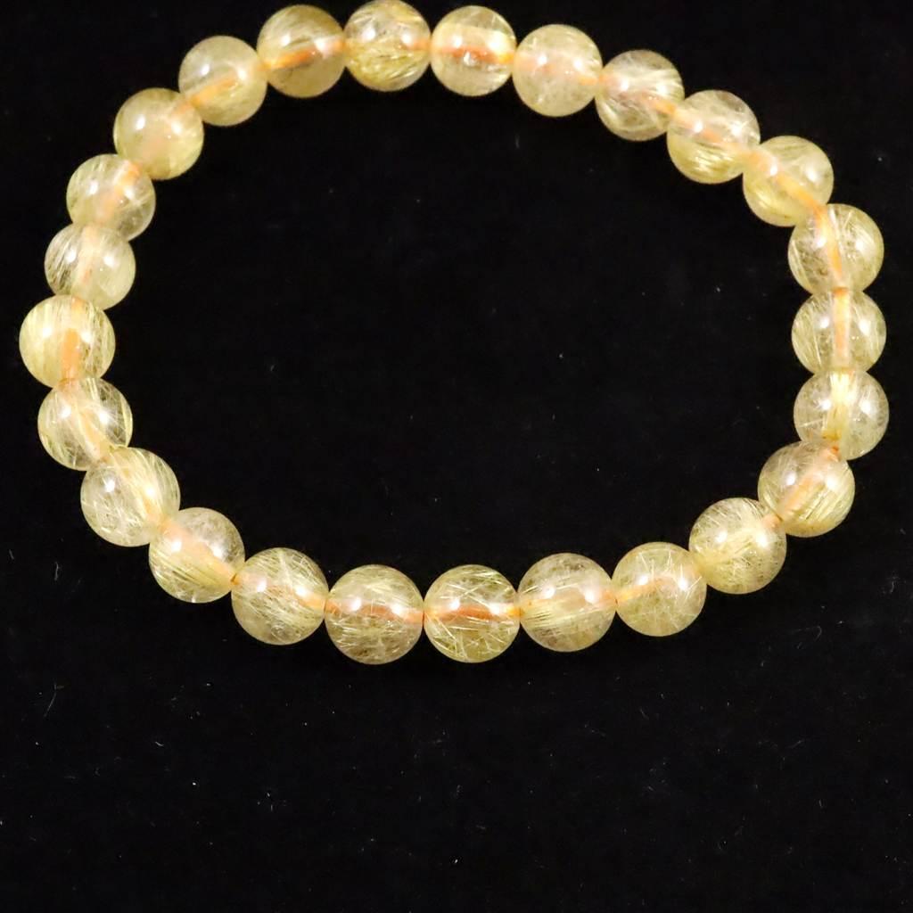 ゴールドルチルクォーツ 3A 7.5mmブレスレット 15.6g #34855