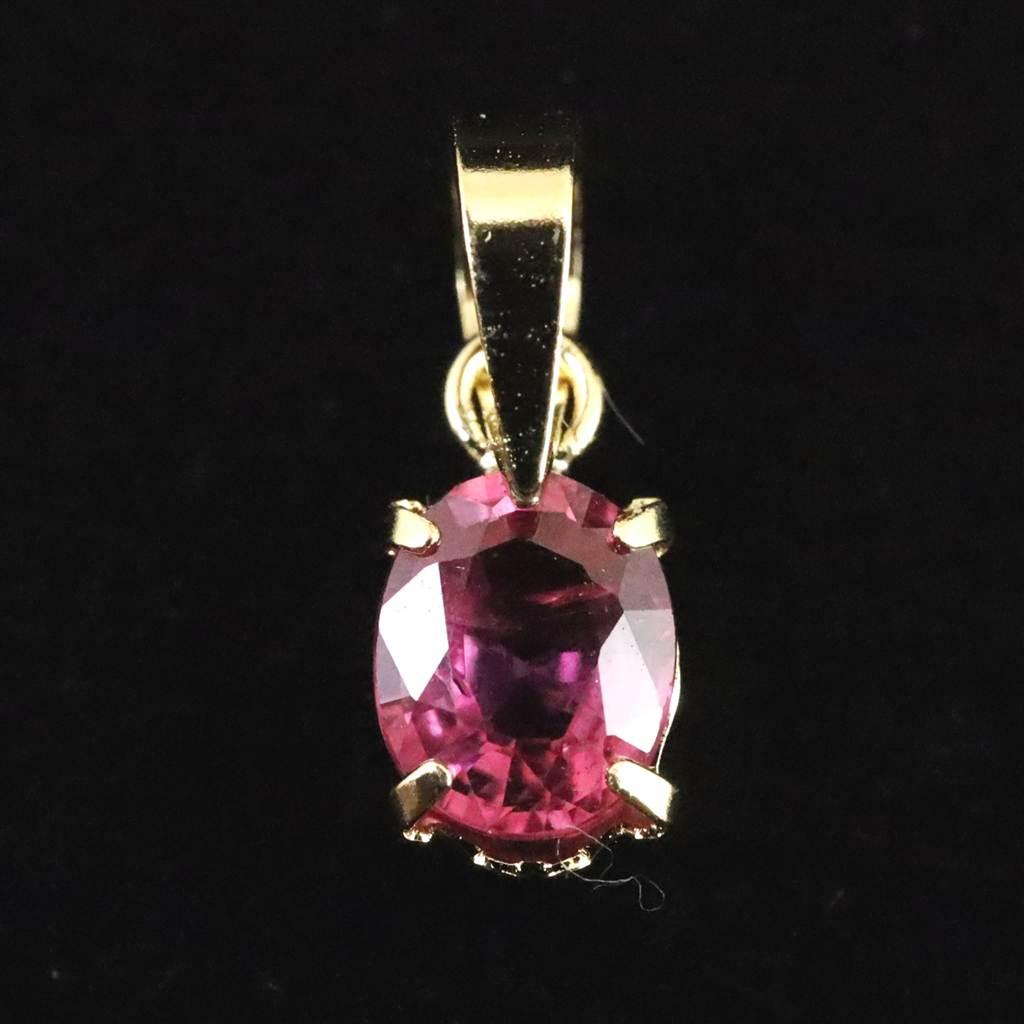 天然ルビー 6.0X4.1mm オーバルカット ペンダント  K18YG   0.42ct   #24866