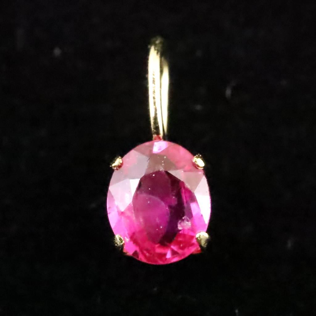 天然ルビー 4X3mm オーバルカット ペンダント  K18YG   0.24ct   #981031枚目の画像